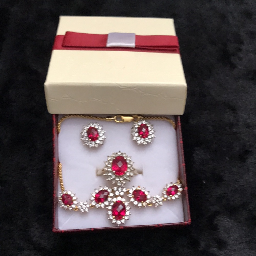 14k Over Sterling Silver Ballerina Lab Ruby/Cz Stones… Gem